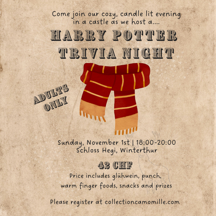 01.11.26 - Harry Potter Trivia Night - Adults English Night - 18:00-20:00 - Schloss Hegi
