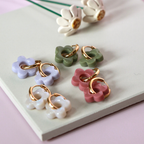 Amara Flower Charm Creoles – Resin Flower Hoop Earrings – Astible