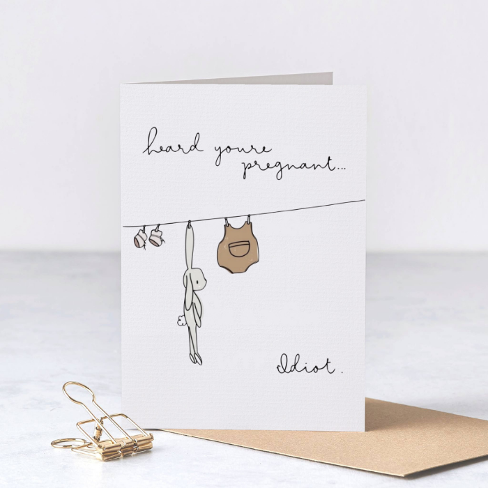 Heard You’re Pregnant – Funny Pregnancy Announcement Card – Greta Jane Paper Co