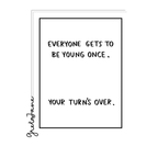Your Turns Over - Funny Rude Birthday Greeting Card – Greta Jane Paper Co
