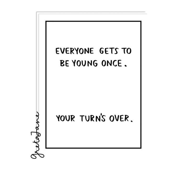 Your Turns Over - Funny Rude Birthday Greeting Card – Greta Jane Paper Co