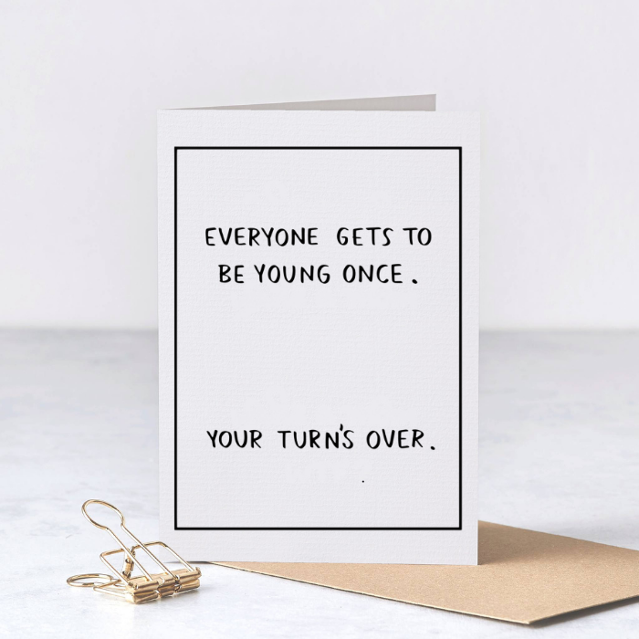 Your Turns Over - Funny Rude Birthday Greeting Card – Greta Jane Paper Co