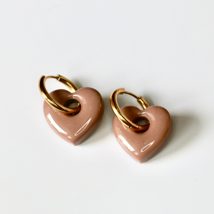 Cora Heart Charm Creoles – Resin Heart Hoop Earrings – Astible