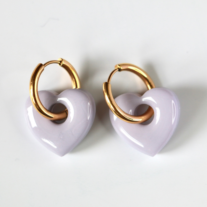 Cora Heart Charm Creoles – Resin Heart Hoop Earrings – Astible