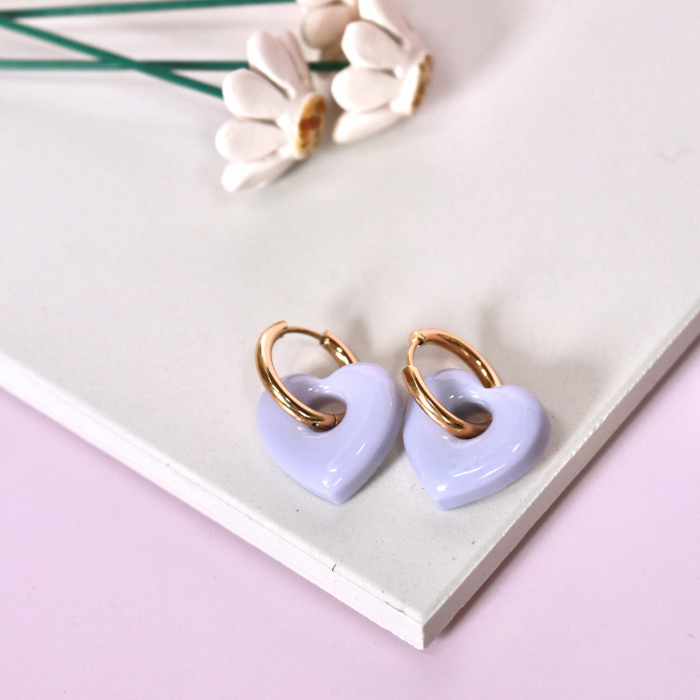 Cora Heart Charm Creoles – Resin Heart Hoop Earrings – Astible