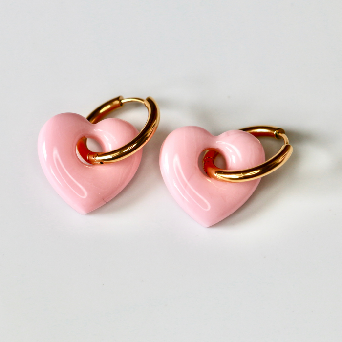 Cora Heart Charm Creoles – Resin Heart Hoop Earrings – Astible