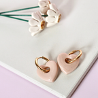 Cora Heart Charm Creoles – Resin Heart Hoop Earrings – Astible