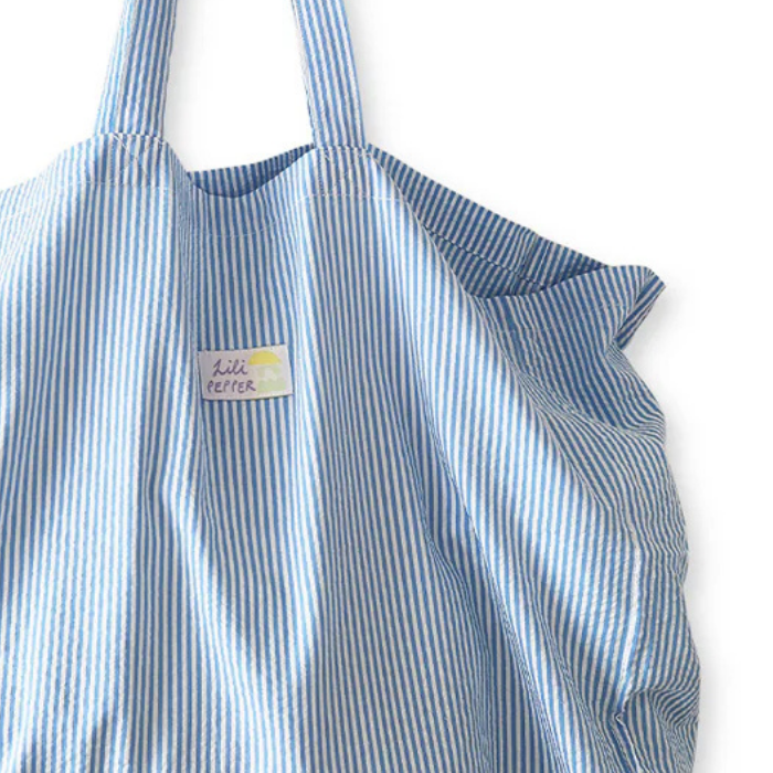 Stripe Blue – Large Cotton Tote Bag Lili Pepper