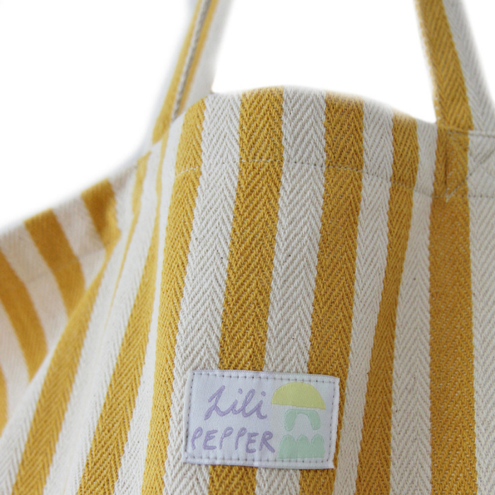 Stripes Yellow – Large Cotton Tote Bag Lili Pepper