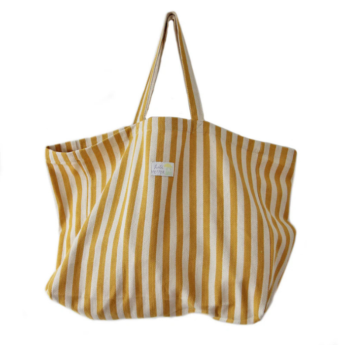Stripes Yellow – Large Cotton Tote Bag Lili Pepper