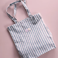 Stripe Rose/Blue – Tall Cotton Tote Bag - Lili Pepper