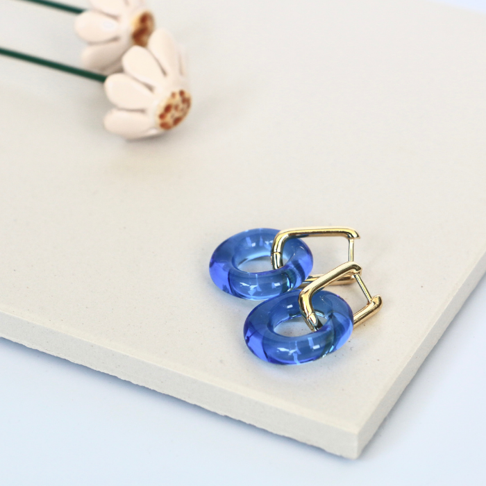 Donut Glass Creoles Hoop Earring - Diatomée Verre