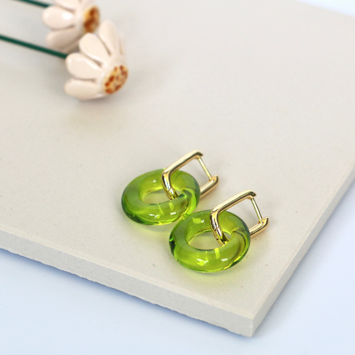 Donut Glass Creoles Hoop Earring - Diatomée Verre