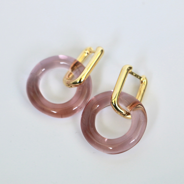 Donut Glass Creoles Hoop Earring - Diatomée Verre