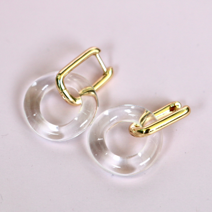 Donut Glass Creoles Hoop Earring - Diatomée Verre