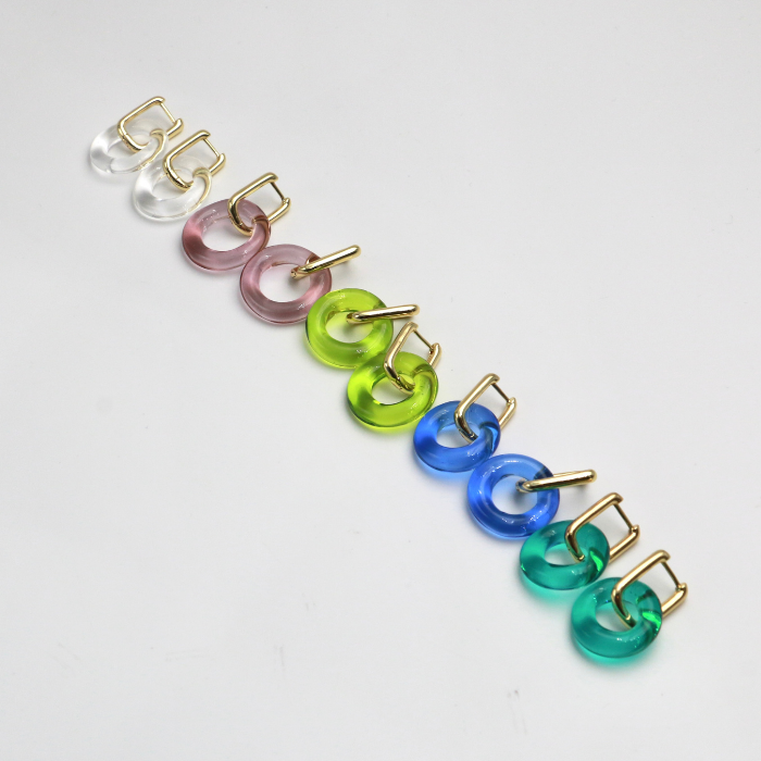 Donut Glass Creoles Hoop Earring - Diatomée Verre