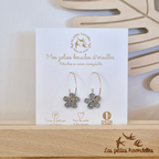 Double-Sided Glitter Flower Hoop Earrings – Leo Gold & Leo Silver – Les Petites Hirondelles