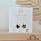 Double-Sided Glitter Flower Hoop Earrings – Leo Gold & Leo Silver – Les Petites Hirondelles