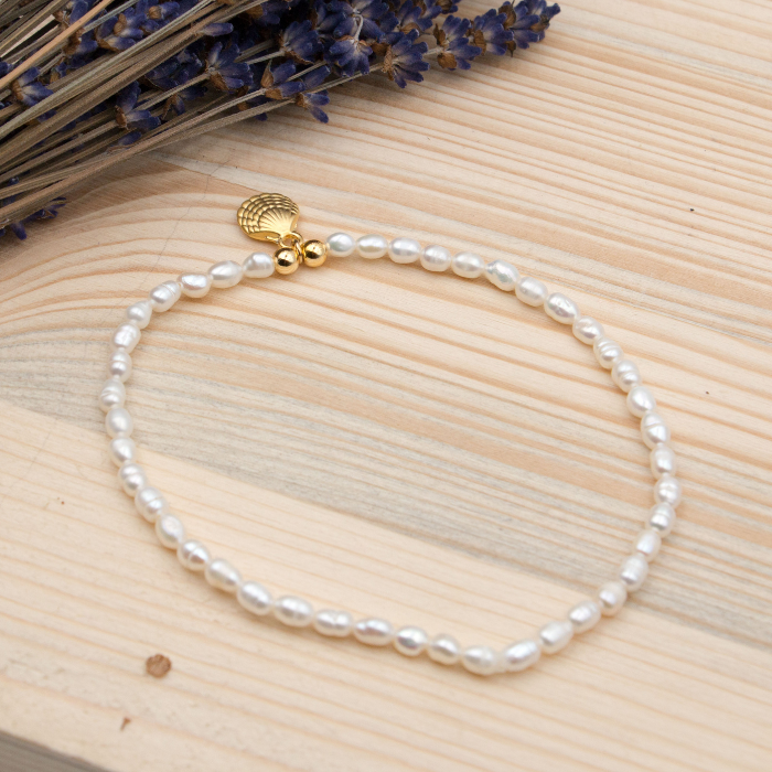 Seashells Pearl Elastic Anklet - My Lovely Pearls