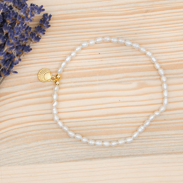 Seashells Pearl Elastic Anklet - My Lovely Pearls