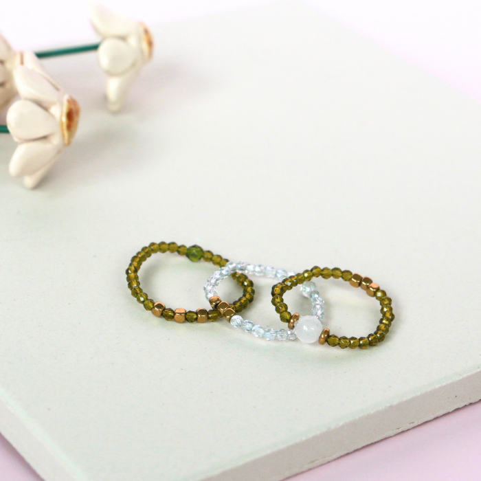 Elastic Beaded Ring - Glass Beads 3mm - Little Moi Co