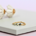 Elastic Beaded Ring - Dalmatian Jasper - Gold Ring 2mm  – Natasas Accessoires