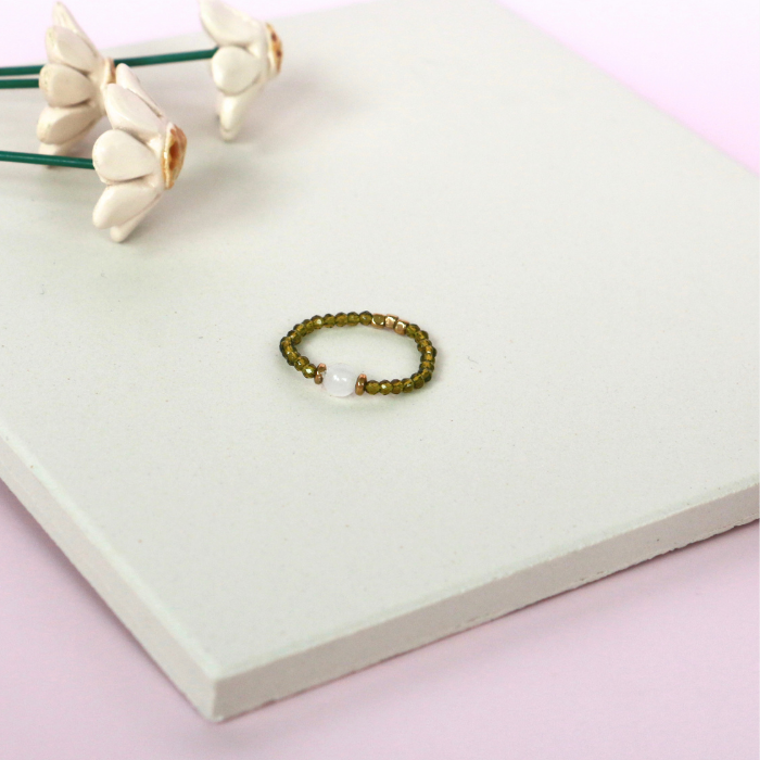 Elastic Beaded Ring - Glass Beads 3mm - Little Moi Co
