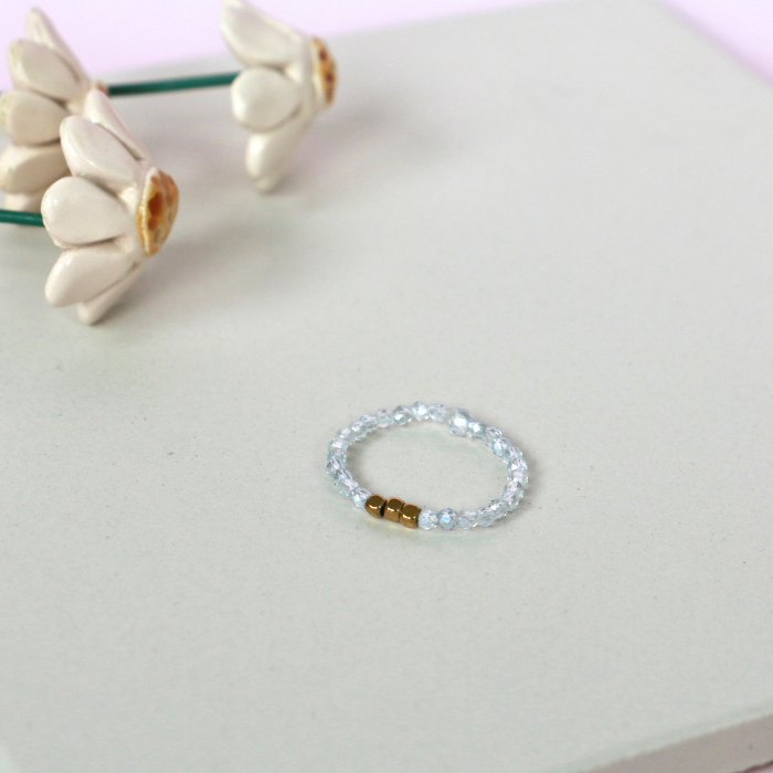 Elastic Beaded Ring - Glass Beads 3mm - Little Moi Co