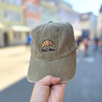 Embroidered Vintage Baseball Cap – Croissant Oui Oui – Beige/Tan - Little Moi Co