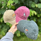 Embroidered Vintage Baseball Cap – Croissant Oui Oui – Beige/Tan - Little Moi Co