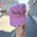 Embroidered Vintage Baseball Cap – Dachshund – Pink - Little Moi Co