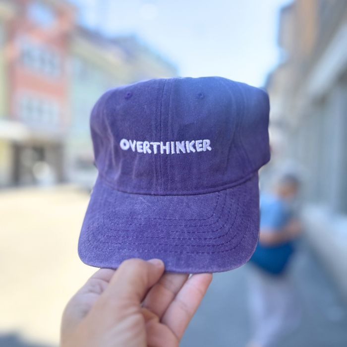 Embroidered Vintage Baseball Cap – Overthinker – Purple - Little Moi Co