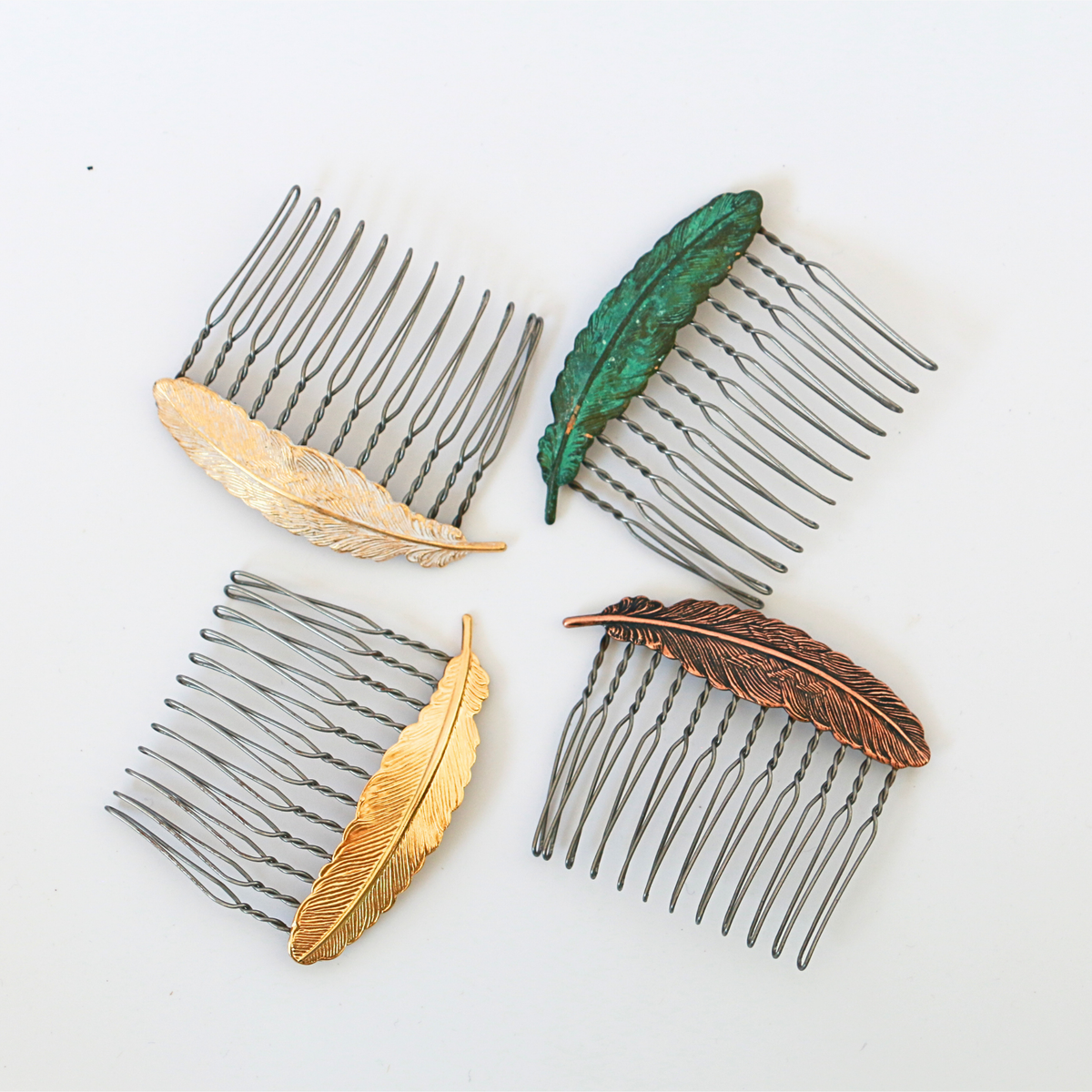 Small Floating Feather Hair Comb – Brass Hair Accessories - Cinder & Sage