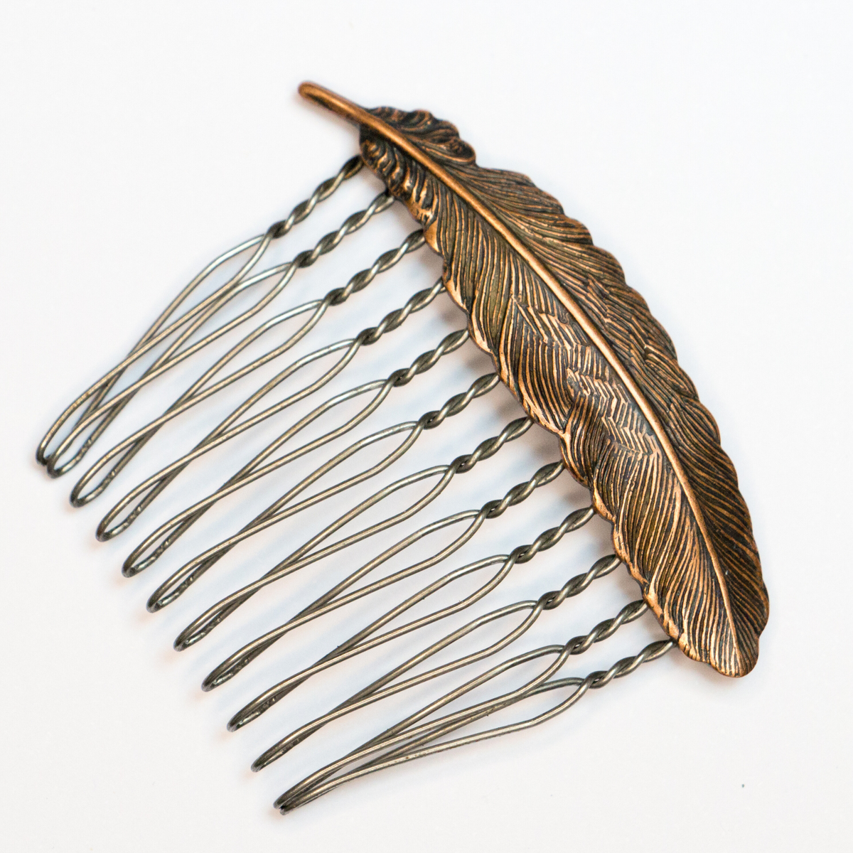 Small Floating Feather Hair Comb – Brass Hair Accessories - Cinder & Sage