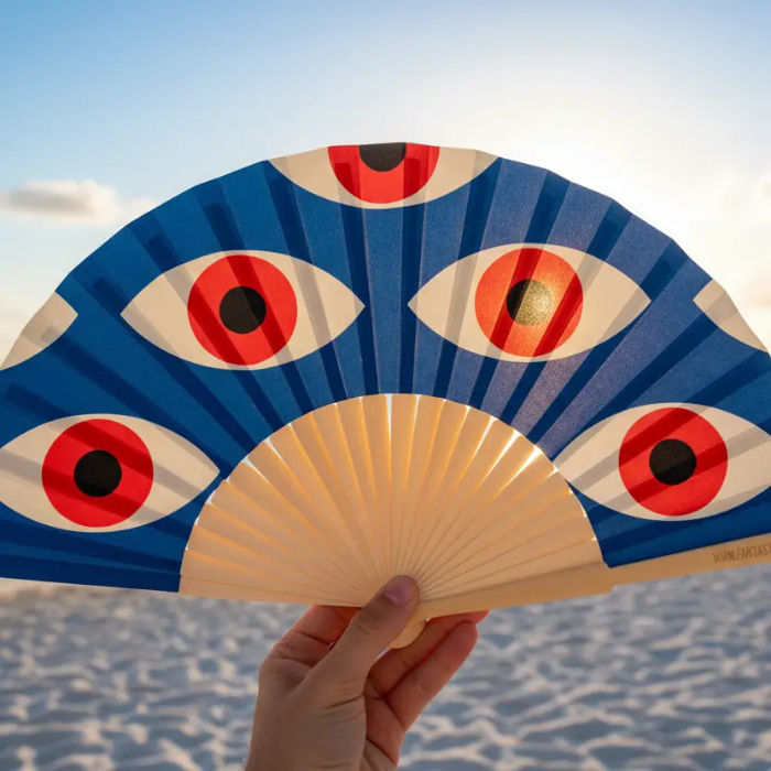 Folding Hand Fan 23cm  –All Seeing Eyes – Fantastico Fans