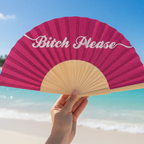 Folding Hand Fan 23cm  – Bitch Please Glitter  – Fantastico Fans