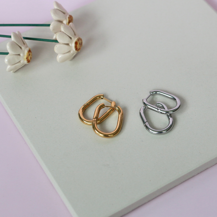 Hoop Bar Earrings – Stainless Steel Everyday Hoops