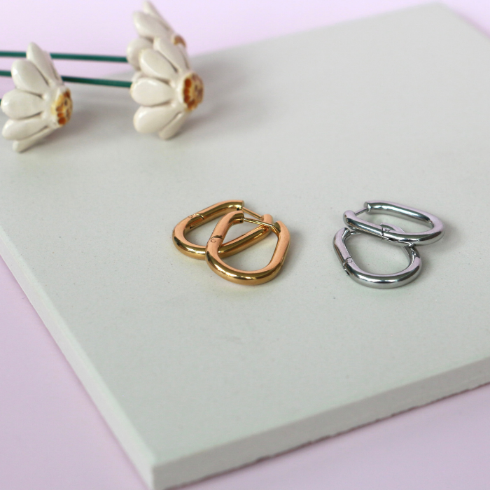Hoop Bar Earrings – Stainless Steel Everyday Hoops