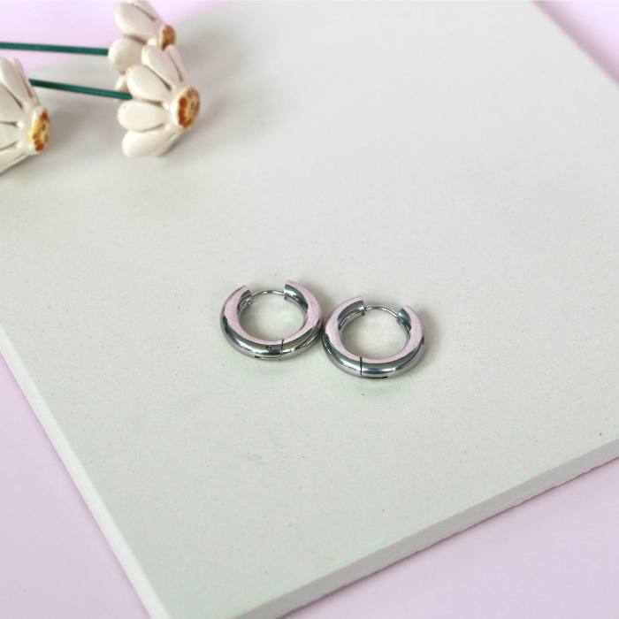 Hoop Bar Earrings – Stainless Steel Everyday Hoops