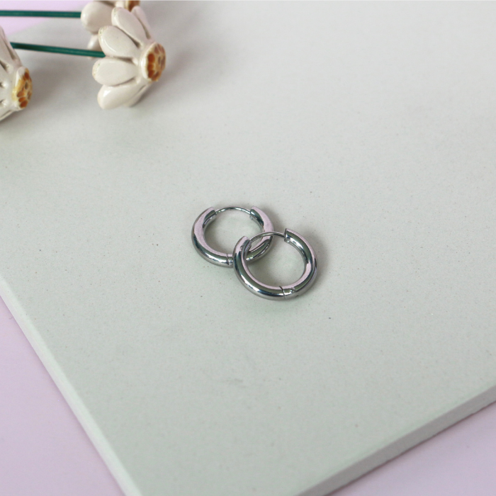 Hoop Bar Earrings – Stainless Steel Everyday Hoops