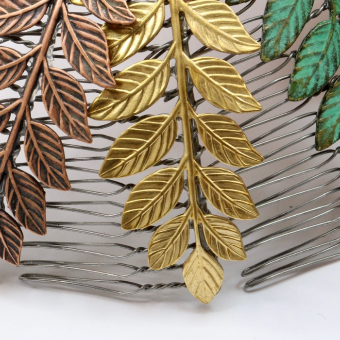 Large Leaf Hair Comb – Brass Hair Accessories - Cinder & Sage