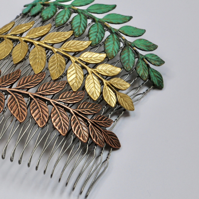 Large Leaf Hair Comb – Brass Hair Accessories - Cinder & Sage