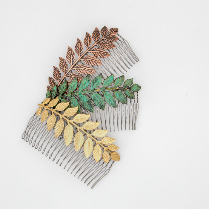Large Leaf Hair Comb – Brass Hair Accessories - Cinder & Sage