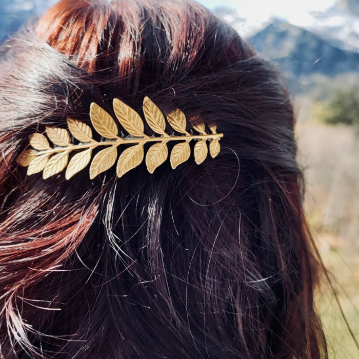Large Leaf Hair Comb – Brass Hair Accessories - Cinder & Sage