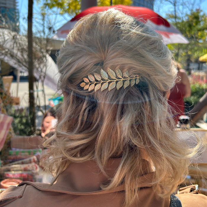 Large Leaf Hair Comb – Brass Hair Accessories - Cinder & Sage