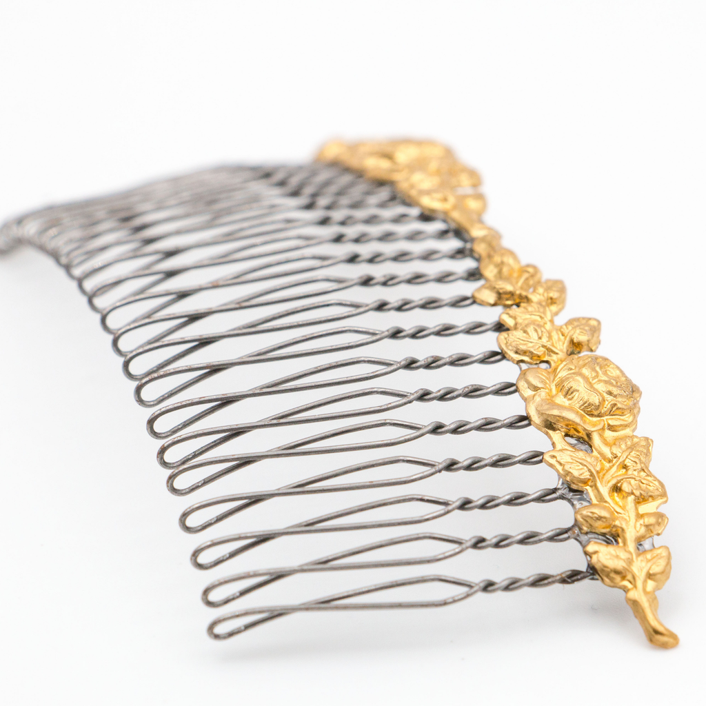 Large Rose Hair Comb – Brass Hair Accessories - Cinder & Sage