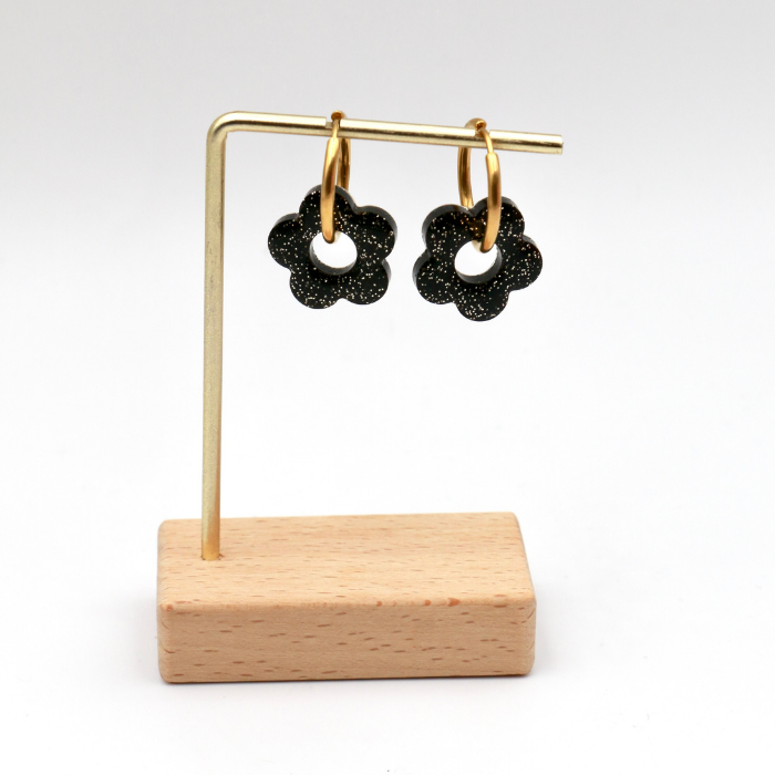Large Resin Flower Round Creoles Hoop Earring - L’Atelier Nounille