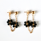 Linnea Flower Bead Earrings – Gold Chain Pearl Drop Earrings – Astible