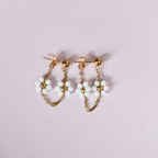 Linnea Flower Bead Earrings – Gold Chain Pearl Drop Earrings – Astible