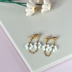 Linnea Flower Bead Earrings – Gold Chain Pearl Drop Earrings – Astible